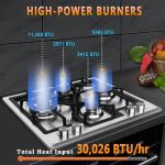 KOXKING 24 inch Gas Cooktop, Built-in Gas Stove Top with 4, 24 Inch NG/LPG Convertible Cooktops, Four Burner Propane Cooktop with Thermocouple Protection, Stainless Steel