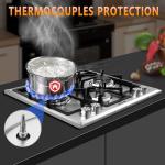 KOXKING 24 inch Gas Cooktop, Built-in Gas Stove Top with 4, 24 Inch NG/LPG Convertible Cooktops, Four Burner Propane Cooktop with Thermocouple Protection, Stainless Steel