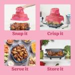 Ninja | Air Fryer | Crispi 4-in-1 Portable Cooking System | 4QT & 6 Cup Glass Containers, Crisper Plates & Storage Lids Included | Microwave, Freezer & Dishwasher Safe | Cherry Crush | FN101DR