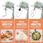 CEBORY 3-IN-1 Electric Stand Mixer, 6.5QT Bowl 660W 10-Speed Kitchen Mixer, Household Food Mixers include Dough Hook, Beater and Whisk, Bread Cake Mixer for Baking and Most Home Cooks, Green