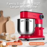 Aifeel 10.5 QT Stand Mixer,900W Electric Food Dough Mixer,Large Capacity Tilt-Head Kitchen Electric Mixer with Dough Hook,Beater,Whisk & Splash Guard,Dishwasher-Safe Attachments for Baking(Red)