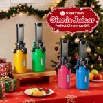 Ventray Ginnie Mini Cold Press Juicer, Small Slow Masticating Juicer for Vegetables and Fruits, High Juice Yield, Easy to Clean, Space-Saving, Fit for Personal/Travel/Picnic/Office - Yellow