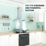 FIREGAS Range Hood 30 inch, Wall Mount Kitchen Hood in Stainless Steel With Ducted/Ductless Convertible, Stove Vent Hood with Permanent Filters, 3 Speed Exhaust Fan, LED Lights, Touch Control