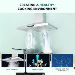 FIREGAS Range Hood 30 inch, Wall Mount Kitchen Hood in Stainless Steel With Ducted/Ductless Convertible, Stove Vent Hood with Permanent Filters, 3 Speed Exhaust Fan, LED Lights, Touch Control