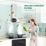 FIREGAS Range Hood 30 inch, Wall Mount Kitchen Hood in Stainless Steel With Ducted/Ductless Convertible, Stove Vent Hood with Permanent Filters, 3 Speed Exhaust Fan, LED Lights, Touch Control