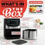 Gourmia Air Fryer - 8 Qt Extra Large Capacity, FryForce360º, Digital Display with 12 Presets, Roast, Bake, Broil, Dehydrate, Dishwasher Safe Accessories, Stainless Steel