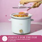 Paris Hilton 3.5-Quart Manual Slow Cooker, Features Three Settings (Low, High, Warm), Naturally Nonstick and Dishwasher Safe Stoneware Insert, Family Sized Capacity, White