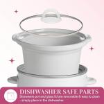 Paris Hilton 3.5-Quart Manual Slow Cooker, Features Three Settings (Low, High, Warm), Naturally Nonstick and Dishwasher Safe Stoneware Insert, Family Sized Capacity, White