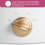 Paris Hilton 3.5-Quart Manual Slow Cooker, Features Three Settings (Low, High, Warm), Naturally Nonstick and Dishwasher Safe Stoneware Insert, Family Sized Capacity, White