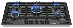 GASLAND 36 Inch Gas Cooktop 5 Burner, PRO GH2365EF, Built-in NG/LPG Convertible Stovetops, Gas Countertop Plug-in with Thermocouple Protection, Black