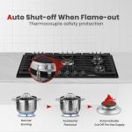 GASLAND 36 Inch Gas Cooktop 5 Burner, PRO GH2365EF, Built-in NG/LPG Convertible Stovetops, Gas Countertop Plug-in with Thermocouple Protection, Black