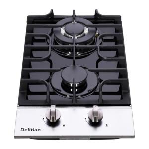 12 Inch Gas Cooktop, Built-in Tempered Glass 2 Burners Gas Stovetop LPG/NG Convertible Gas Stove Dual Fuel Gas Hob for RVs, Apartments, Outdoor DT2188A