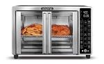 Gourmia Toaster Oven Air Fryer Combo 17 cooking presets 1700W french door digital air fryer oven 24L capacity accessories, convection rack, baking pan tray recipe book GTF7655,Large,Stainless Steel
