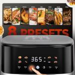 MIRASTON 5.8QT Digital Air Fryer with Viewable Window, Adjust Temp & Timer, Air Frying, Reheat, Easy for Frozen Food, Snacks, Dinner, Large Square Basket than Round, Portable for Family & Apartment