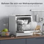 Portable Dishwasher Countertop, WIFI Smart Dishwasher, Compact Mini Dishwashers with 5L Built-in Water Tank, 6 Programs, 360° Dual Spray, High-Temp& Air-Dry Function, Fruit Cleaning