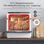 Portable Dishwasher Countertop, WIFI Smart Dishwasher, Compact Mini Dishwashers with 5L Built-in Water Tank, 6 Programs, 360° Dual Spray, High-Temp& Air-Dry Function, Fruit Cleaning
