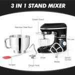 Kitchen in the box Stand Mixer, 6.5QT 660W Electric Kitchen Mixer, 6-Speed Tilt-Head Food Mixer with Dough Hook, Wire Whip, Beater, Dishwasher Safe (Black)