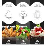 Kitchen in the box Stand Mixer, 6.5QT 660W Electric Kitchen Mixer, 6-Speed Tilt-Head Food Mixer with Dough Hook, Wire Whip, Beater, Dishwasher Safe (Black)