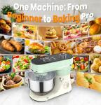 Bonnor Stand Mixer 6QT Kitchen Mixer with LED Smart Touchscreen, 11-Speed Tilt-Head Mixer with Timer, 4 Preset Menus, Stainless Steel Bowl, Dough Hook, Whisk, Beater,Green