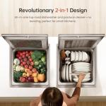 FOTILE 2-in-1 Top Load Dishwasher, 21" Compact Design with HydroJet Technology, Energy Efficient 15-Min Fast Wash with Produce Wash, Stainless Steel Tub, Odor-Free Storage, and Child Lock