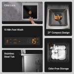 FOTILE 2-in-1 Top Load Dishwasher, 21" Compact Design with HydroJet Technology, Energy Efficient 15-Min Fast Wash with Produce Wash, Stainless Steel Tub, Odor-Free Storage, and Child Lock