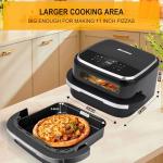 Roaaee Pizza Oven & Air Fryer, 4.5QT 11-in-1 Flat Airfryer with Superior Top and Bottom Airflow Tech, Digital Display, Large Viewing Window, Grill Plate, Up to 32 Chicken Wings / 11" Pizza Capacity