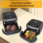 Roaaee Pizza Oven & Air Fryer, 4.5QT 11-in-1 Flat Airfryer with Superior Top and Bottom Airflow Tech, Digital Display, Large Viewing Window, Grill Plate, Up to 32 Chicken Wings / 11" Pizza Capacity