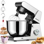 Stand Mixer Body with Stainless Steel Cladding Pro-Grade Powerful Kitchen Mixer for Baking Bread Dough Cake 10+p Speed Tilt-Head Electric Food Mixer With 6.5QT Bowl Dough Hook Wire Whisk Flat Beater