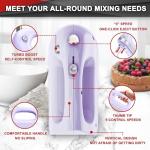Lord Eagle Hand Mixer Electric 400W, 5 Speed handheld Mixer, 5 Stainless Steel Accessories for Baking Cake Egg Cream Food Beater, Turbo Boost/Self-Control Speed + Eject Button, Purple