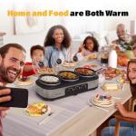 Sunvivi Slow Cooker with 10 Cooking Liners, Triple Slow Cooker Buffet Server 3 Pot Food Warmer for Parties with 3 Spoons ? Lid Rests,Adjustable Temp, 3 * 1.5 Quarts Silver