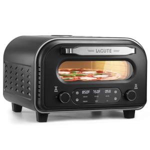 Lagute Indoor Pizza Oven, 12 Inch Electric Countertop Pizza Maker with 6 Preset Modes, 850°F High Heat in 90 Seconds, Dual Heating Components, Pizza Stone & Peel Included