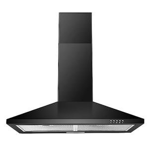 SNDOAS Black Range Hood,Wall Mount Range Hood 30 inch,Stainless Steel Kitchen Hood with Ducted/Ductless Convertible,Stove Vent Hood,Aluminum Filters,3 Speed Exhaust Fan,LED Light,Button Control