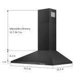 SNDOAS Black Range Hood,Wall Mount Range Hood 30 inch,Stainless Steel Kitchen Hood with Ducted/Ductless Convertible,Stove Vent Hood,Aluminum Filters,3 Speed Exhaust Fan,LED Light,Button Control