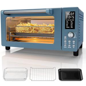 Nuwave Bravo Pro Convection Air Fryer Toaster Oven Combo, 2025 New and Improved, 10-in-1, 50°-450°F Temp Controls, Quick & Even Crisp Technology, 21Qt Capacity, Cozy Blue, PFAS Free
