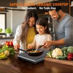 Electric Cooktop, TOPWISH 110-120V Electric Stove Top Single Burner Cooktop LED Touch Control, Child Lock, 10 Power Level, Residual Heat Indicator, 1300W Plug in Glass Countertop Burner for Cooking