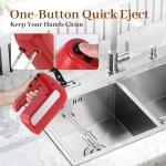 5-Speed Electric Hand Mixer, 800W Handheld Mixer with Turbo for Baking & Cooking, Kitchen Food Mixer with Storage Case & 6 Stainless Steel Attachments (2 Beaters, 2 Dough Hooks, 2 Whisks)-Red