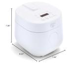 GreenLife Digital Rice & Beans Cooker, 2-Cups Uncooked/4-Cups Cooked, Removable Nonstick Ceramic PFAS-Free Pot, One-Touch Presets, Oats, Quinoa, Brown Rice, Auto Keep Warm, Fuzzy Logic Tech, 1.5 QT, White