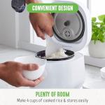 GreenLife Digital Rice & Beans Cooker, 2-Cups Uncooked/4-Cups Cooked, Removable Nonstick Ceramic PFAS-Free Pot, One-Touch Presets, Oats, Quinoa, Brown Rice, Auto Keep Warm, Fuzzy Logic Tech, 1.5 QT, White