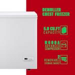 DEMULLER Chest Freezer 5.0 Cubic Feet Freezers with Temperature Display Panel Small Deep Freezer 2 Removable Basket Top Open Door Freezer Ideal for Apartment Office Dorm White