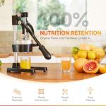 CO-Z Hand Press Juicer Machine, manual Orange Juicer and Professional Citrus Juicer for Orange Juice Pom Lime Lemon Juice, Orange Juicer Squeezer and Crusher, Easy to Clean, Black