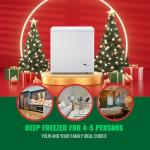 DEMULLER Chest Freezer 5.0 Cubic Feet Freezers with Temperature Display Panel Small Deep Freezer 2 Removable Basket Top Open Door Freezer Ideal for Apartment Office Dorm White