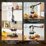 CO-Z Hand Press Juicer Machine, manual Orange Juicer and Professional Citrus Juicer for Orange Juice Pom Lime Lemon Juice, Orange Juicer Squeezer and Crusher, Easy to Clean, Black