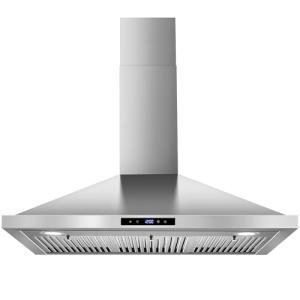 Tieasy Range Hood 36 inch Wall Mount Kitchen Hood 700 CFM with Ducted/Ductless Convertible Duct, Touch Control, Permanent Filters, Stainless Steel, 3 Speed Exhaust Fan