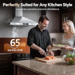 Tieasy Range Hood 36 inch Wall Mount Kitchen Hood 700 CFM with Ducted/Ductless Convertible Duct, Touch Control, Permanent Filters, Stainless Steel, 3 Speed Exhaust Fan