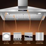 Tieasy Range Hood 36 inch Wall Mount Kitchen Hood 700 CFM with Ducted/Ductless Convertible Duct, Touch Control, Permanent Filters, Stainless Steel, 3 Speed Exhaust Fan