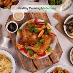 Nutrichef 18 Quart Convection Countertop Air Fryer - See through Glass for Best Cooking Results - Air Fryer, Roaster, Bake, Grill, Steam & Roast - Includes Glass Bowl, Broil Rack & Toasting Rack