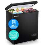 DEMULLER Large Capacity Chest Freezer Mini Deep Freezers (Down to -11.2 ℉) with TWO Removable Baskets Freestanding Black Compact Size for Home Kitchen Office Apt