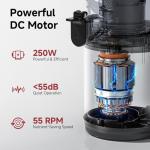 Cold Press Juicer Machine with 6" Extra-Wide Feed Chute,Triple Stainless Steel Filter,Quiet DC Motor,Easy to Clean,Slow Masticating Juicer High Juice Yield,Grey