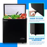 DEMULLER Large Capacity Chest Freezer Mini Deep Freezers (Down to -11.2 ℉) with TWO Removable Baskets Freestanding Black Compact Size for Home Kitchen Office Apt