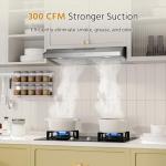 FIREGAS Under Cabinet Range Hood 30 inch with Brushless DC Motor, LED Light, 3 Speed Exhaust Fan, Reusable Aluminum Filters, Push Button,Stainless Steel Range Hood,with Charcoal Filter